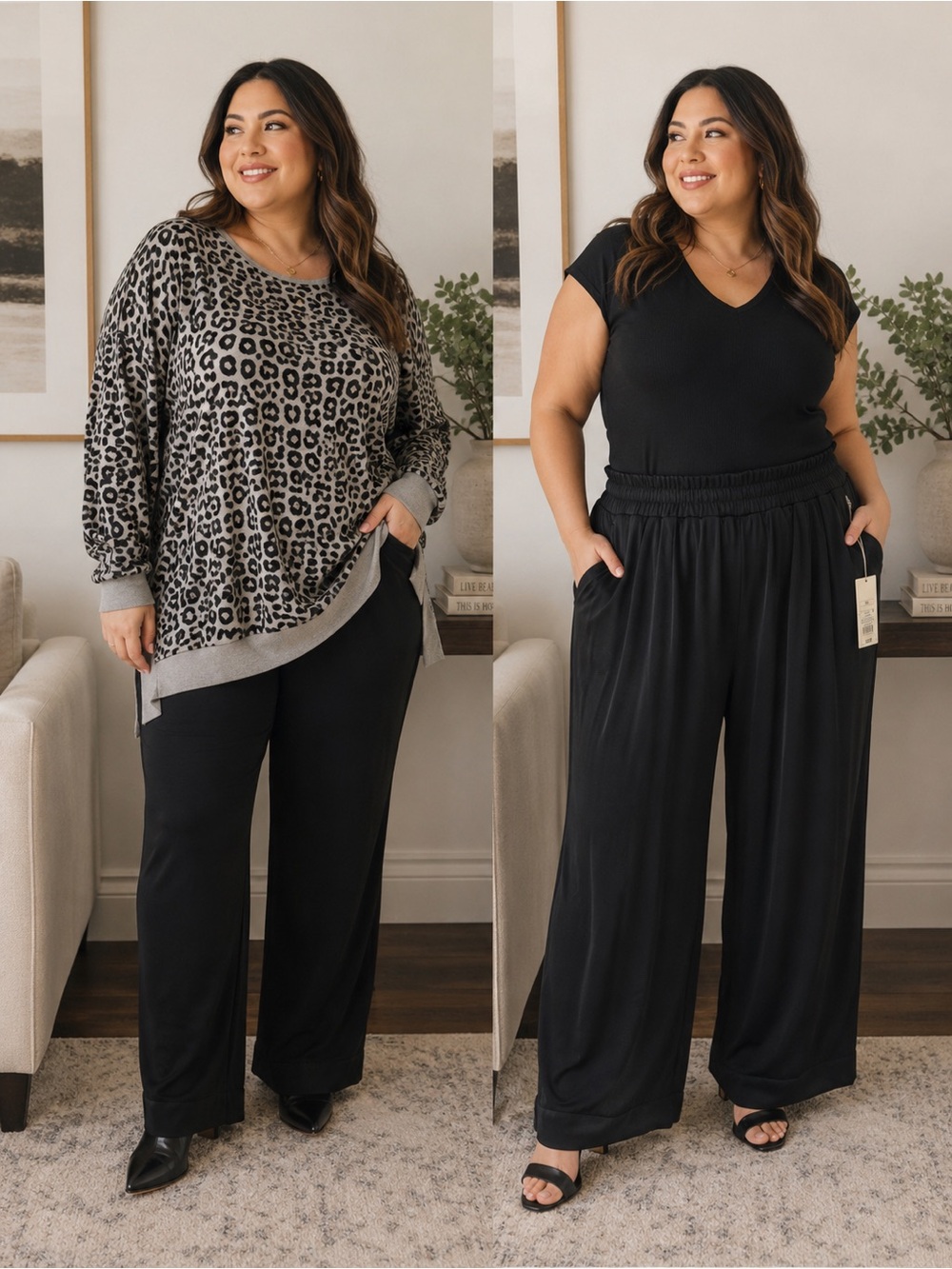 A New Day Black Plus Wide-Leg Pull-On Pants